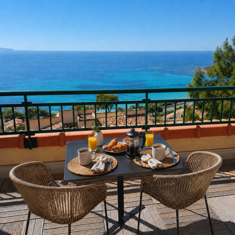 Vue depuis la terrasse de la residence des Crètes à Ajaccio